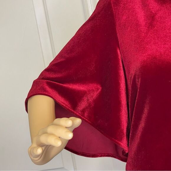 Badgley Mischka Belle Stretch Velvet Mini Dress Red Size 6 - Picture 3 of 12
